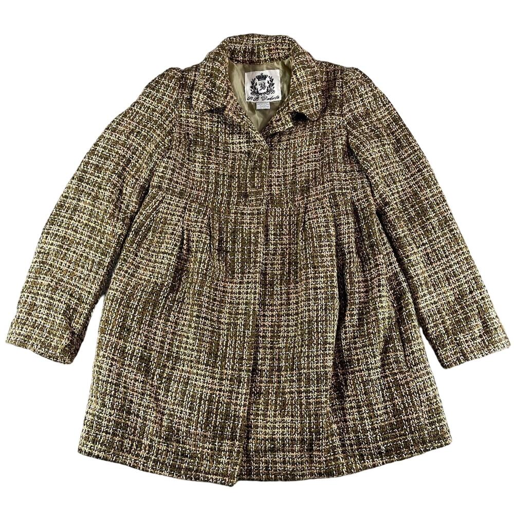BB Dakota Jacket Womens Medium Brown Knit Town Coat Long Length Buttons Lined
